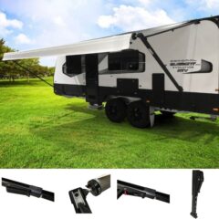 Camec Roll Out Awning Black White Fade 1